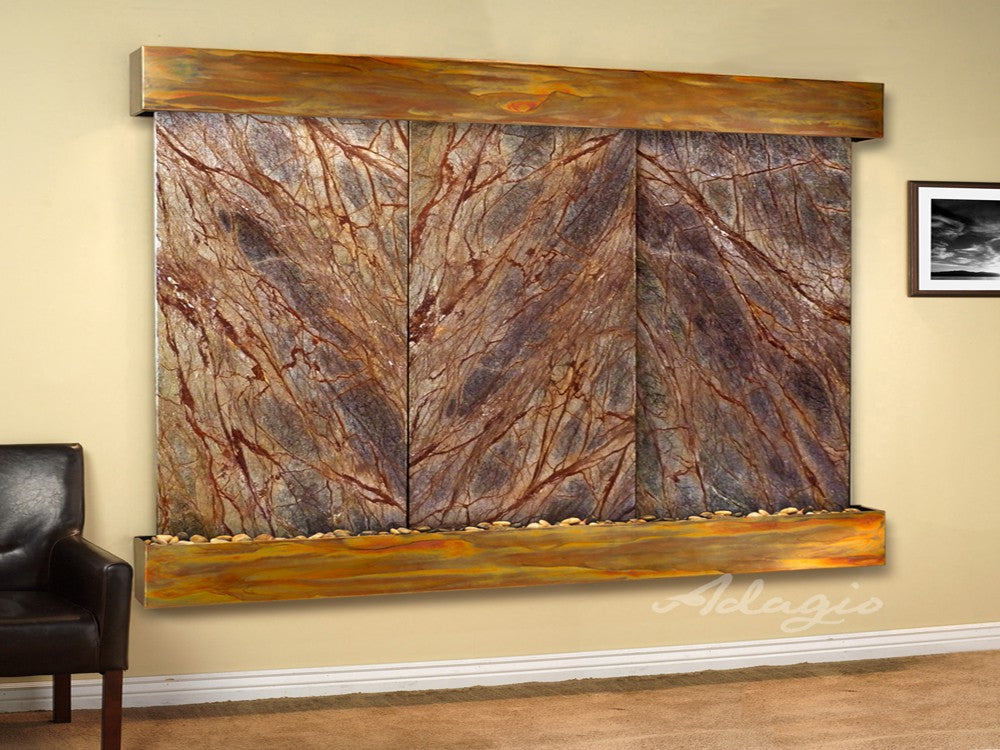 Adagio Solitude River Square Rustic Copper Brown Marble Coaster Set - Elegant Home Decor for Coffee Table, Bar, Dining Room & Office Use