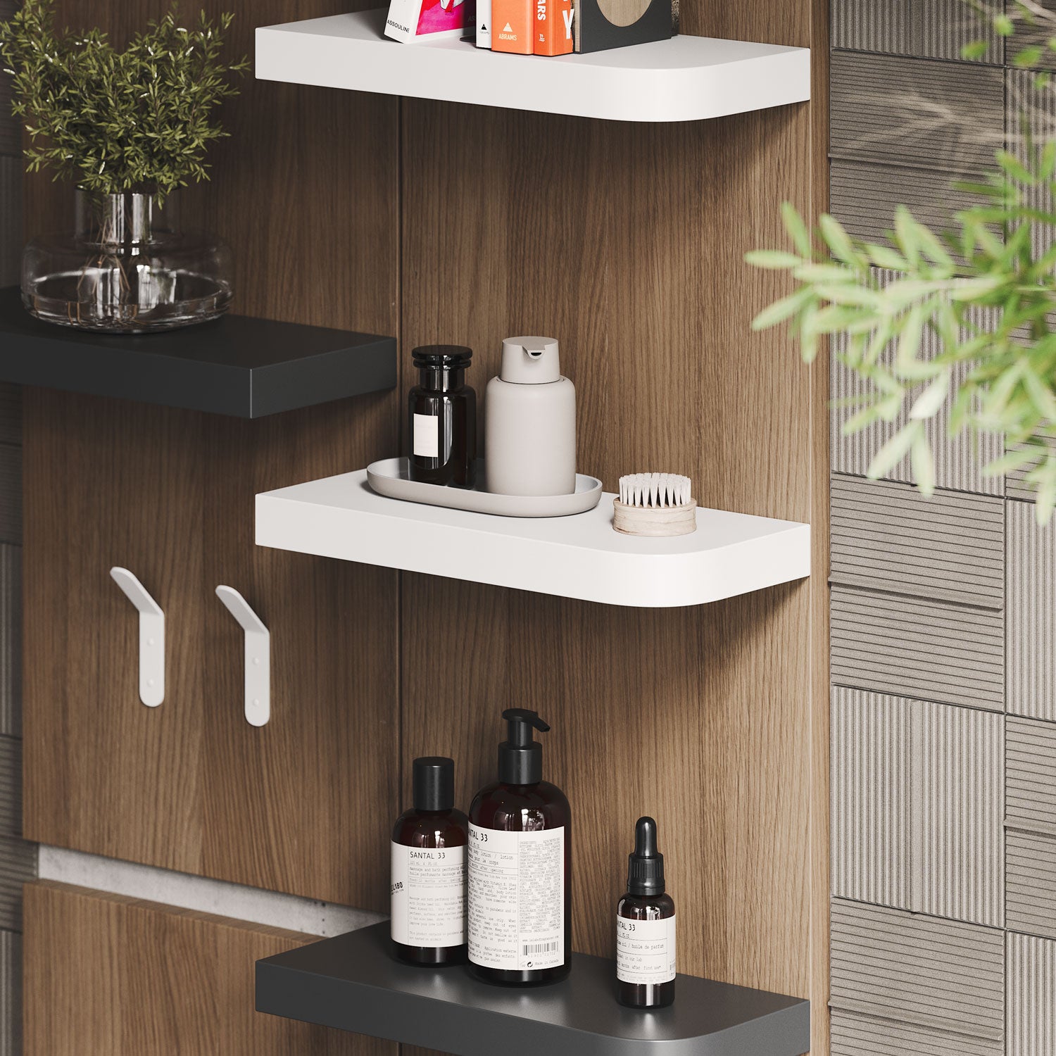 Aksel RADius White Floating Shelf - Modern Wall Mounted Shelving for Home Decor, Bathroom & Kitchen Storage - Perfect for Displaying Books, Plants & Decorative Items