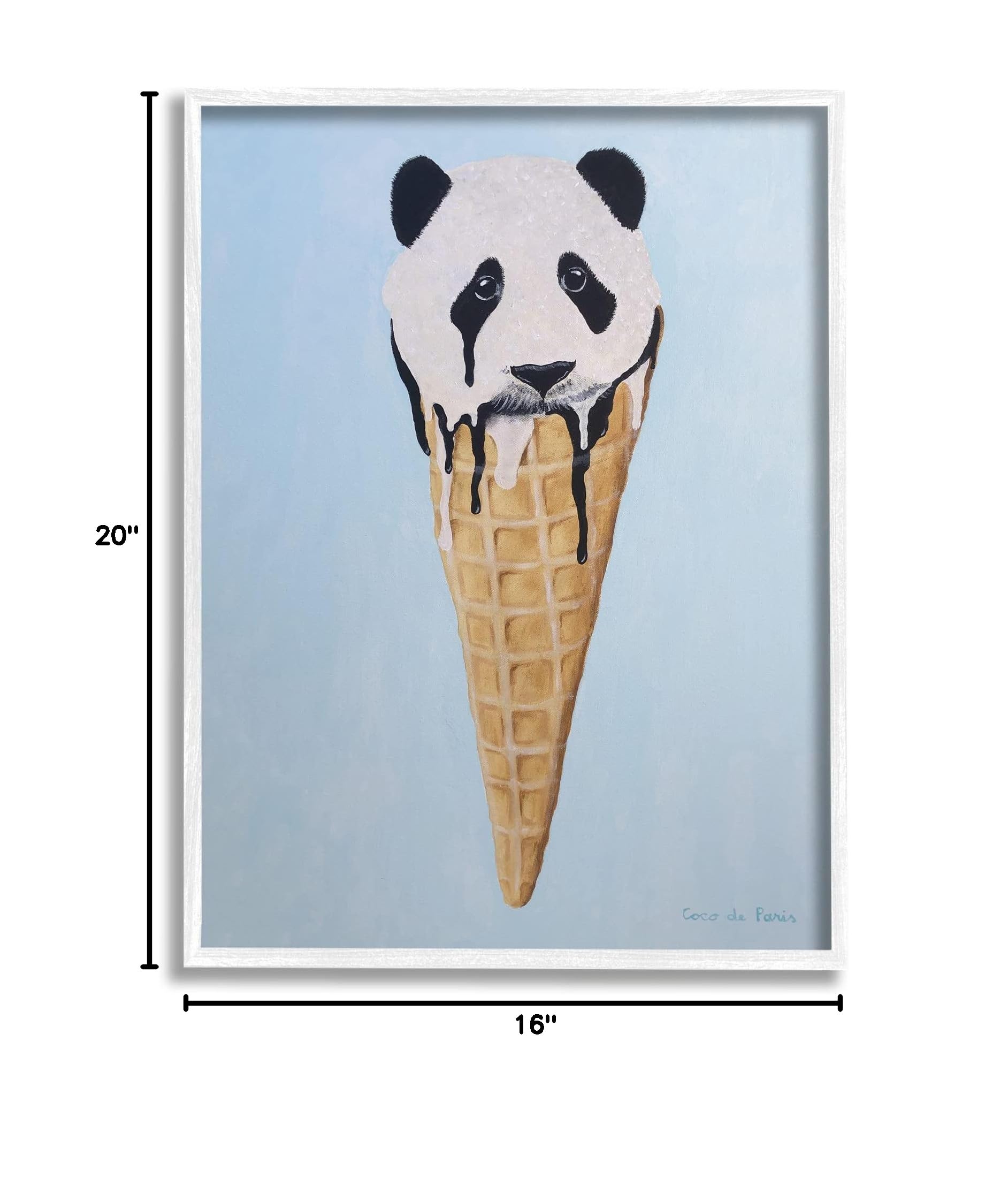 Stupell Industries Adorable Panda Bear Ice Cream Waffle Cone Wall Art - Cute Animal Decor by Coco de Paris - Perfect for Kids Room, Nursery & Ice Cream Shop Decor
