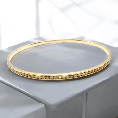 Authentic Jacob & Co 18k Yellow Gold Diamond Bangle Bracelet - 3.5ctw Luxury Jewelry for Women, Perfect for Gifts, Parties & Special Occasions