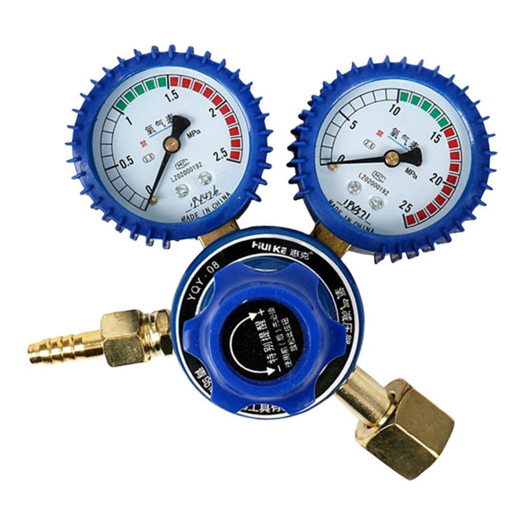 Flameer Oxygen Acetylene Regulator with Pressure Gauge - Heavy Duty 0-2.5MPA Acetylene Pressure Reducer for Welding, Cutting & Metalworking - Professional Torch Equipment for Industrial & DIY Projects