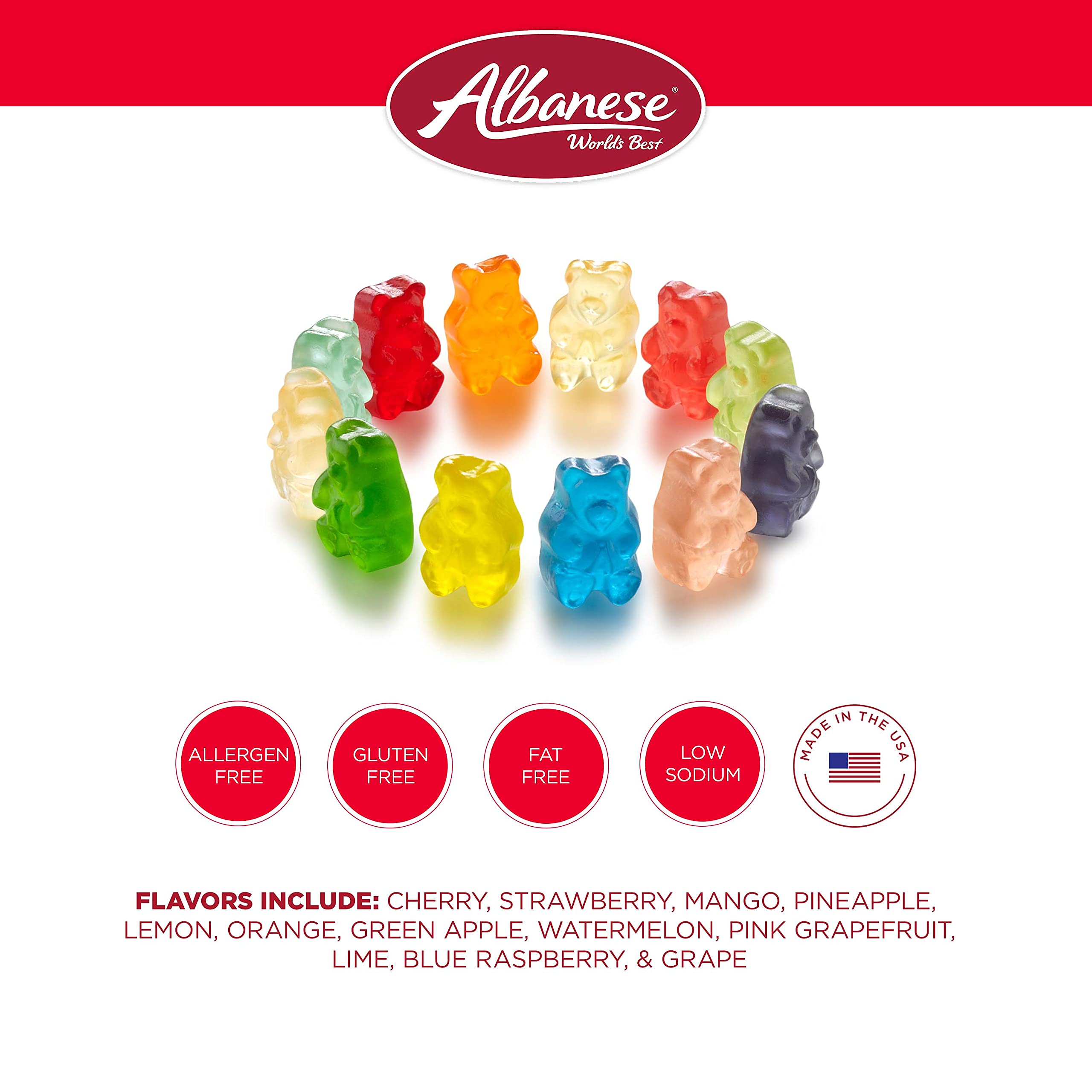 Albanese World's Best 12 Flavor Gummy Bears - 7.5oz Bag (Pack of 12) - Individually Wrapped Soft & Chewy Candy Snacks - Fruity Flavor Assortment - Perfect for Parties, Movie Nights & Office Treats