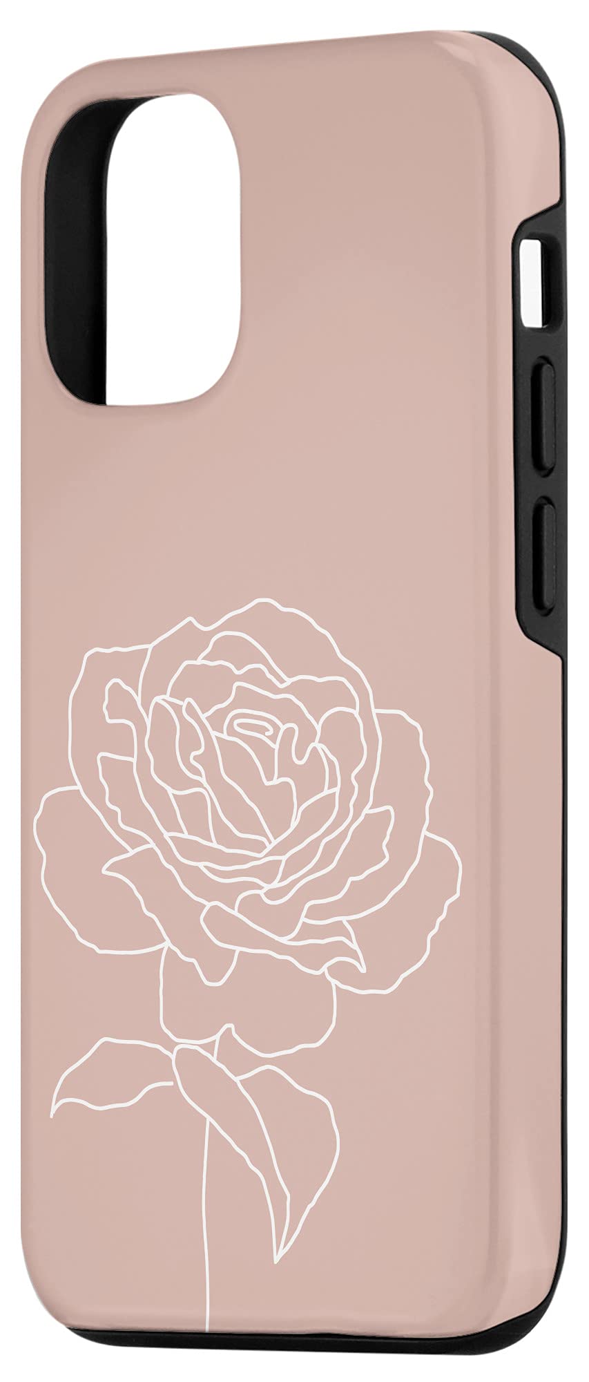 iPhone 12/12 Pro Floral Case - Rose Gold Botanical Design with Nature Line Art | Slim Protective Phone Cover for Women, Girls - Perfect for Spring, Summer, Wedding & Everyday Use