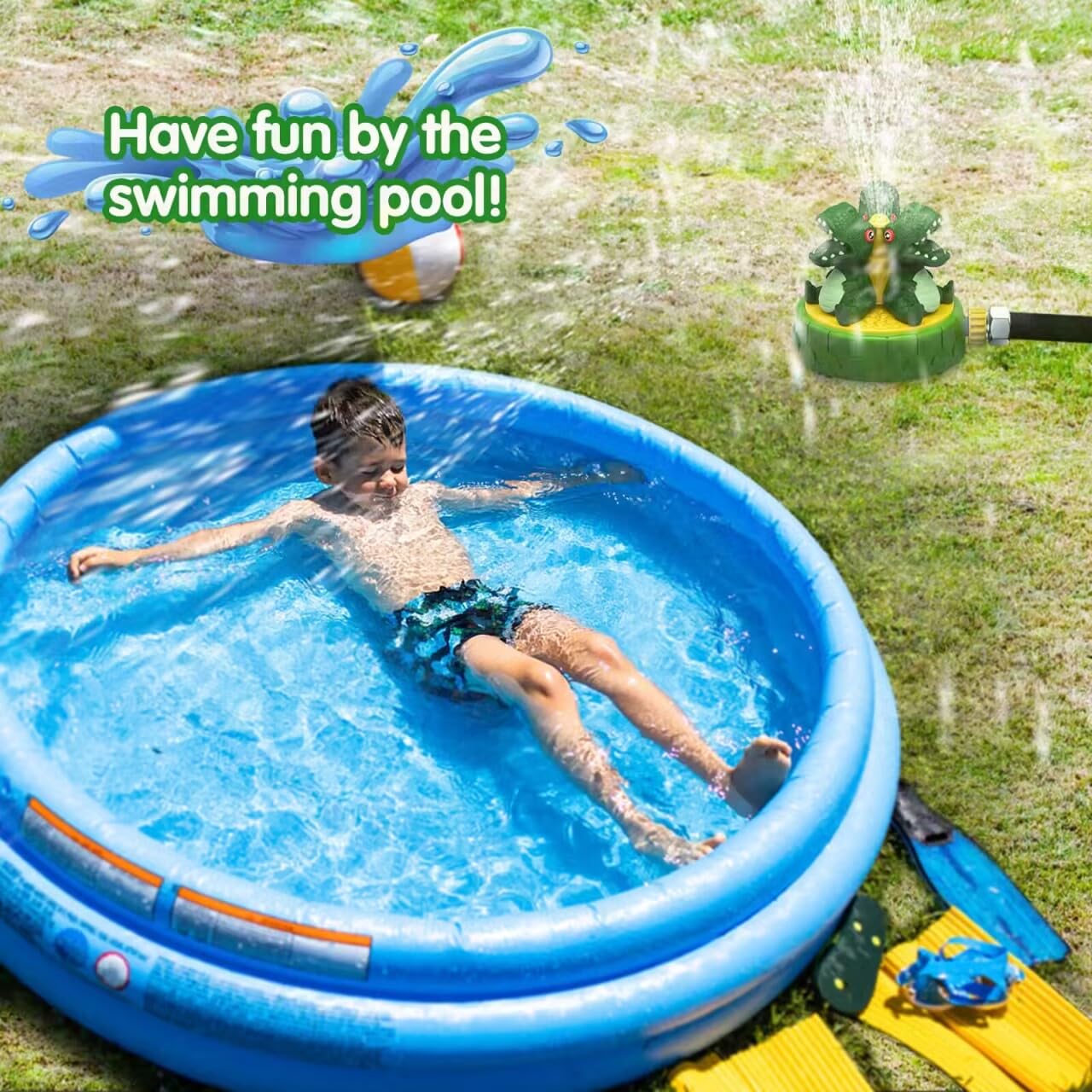 Dinosaur Water Sprinkler Toy for Kids Ages 3-12 | Outdoor Garden Hose Sprayer for Summer Backyard Play | Fun Splash Pad for Toddlers & Children | Perfect for Birthday Parties, Poolside Fun & Outdoor Water Activities