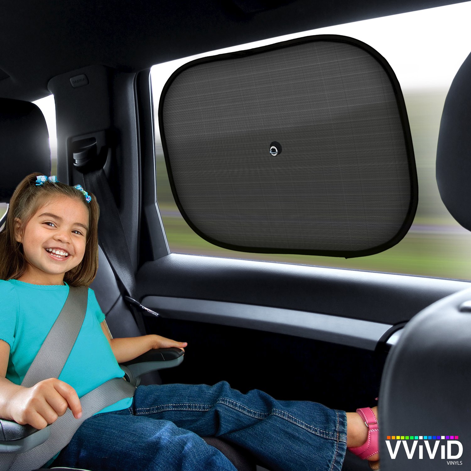 VViViD UV Blocking Nylon Car Window Mesh Sun Shade Screen 2-Pack with Suction Cups | Heat & Glare Protection for Vehicles | Perfect for Parking, Road Trips & Baby Safety