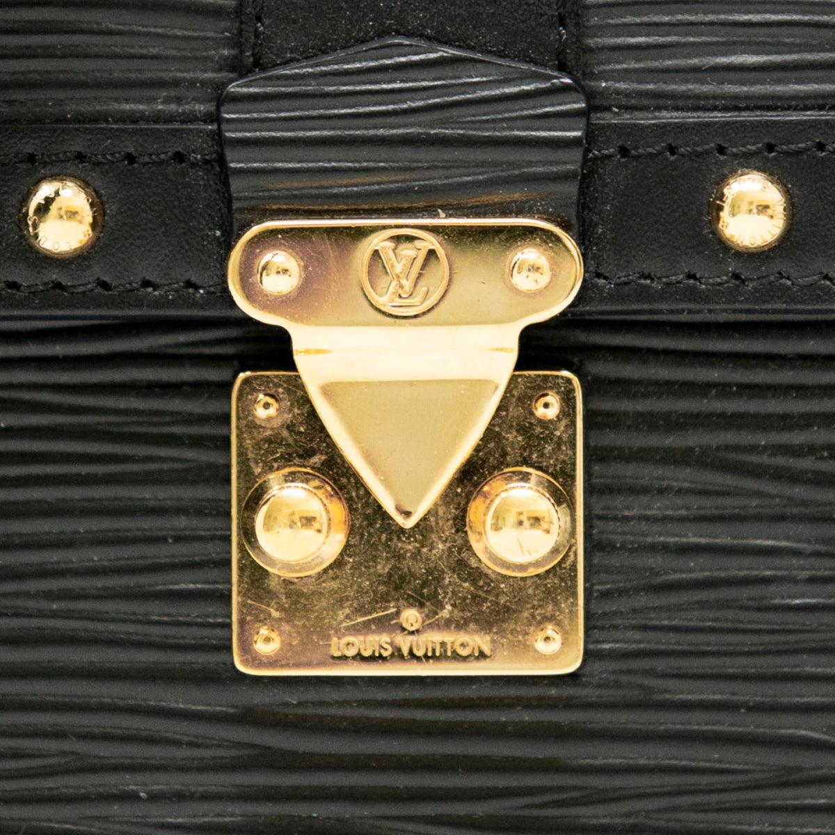 Authentic Louis Vuitton Black Vertical Trunk Pochette Crossbody Bag - Luxury Designer Handbag for Women, Perfect for Evening Events & Travel Accessories