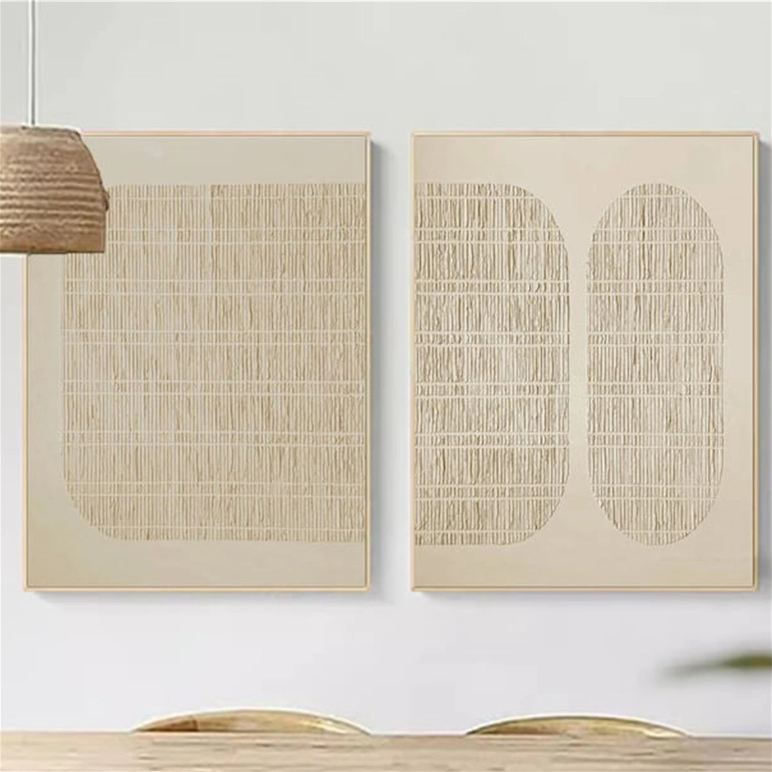 Abstract Beige & Brown Wall Art Set of 2 - Modern Canvas Paintings for Living Room, Bedroom & Office Decor #BB088