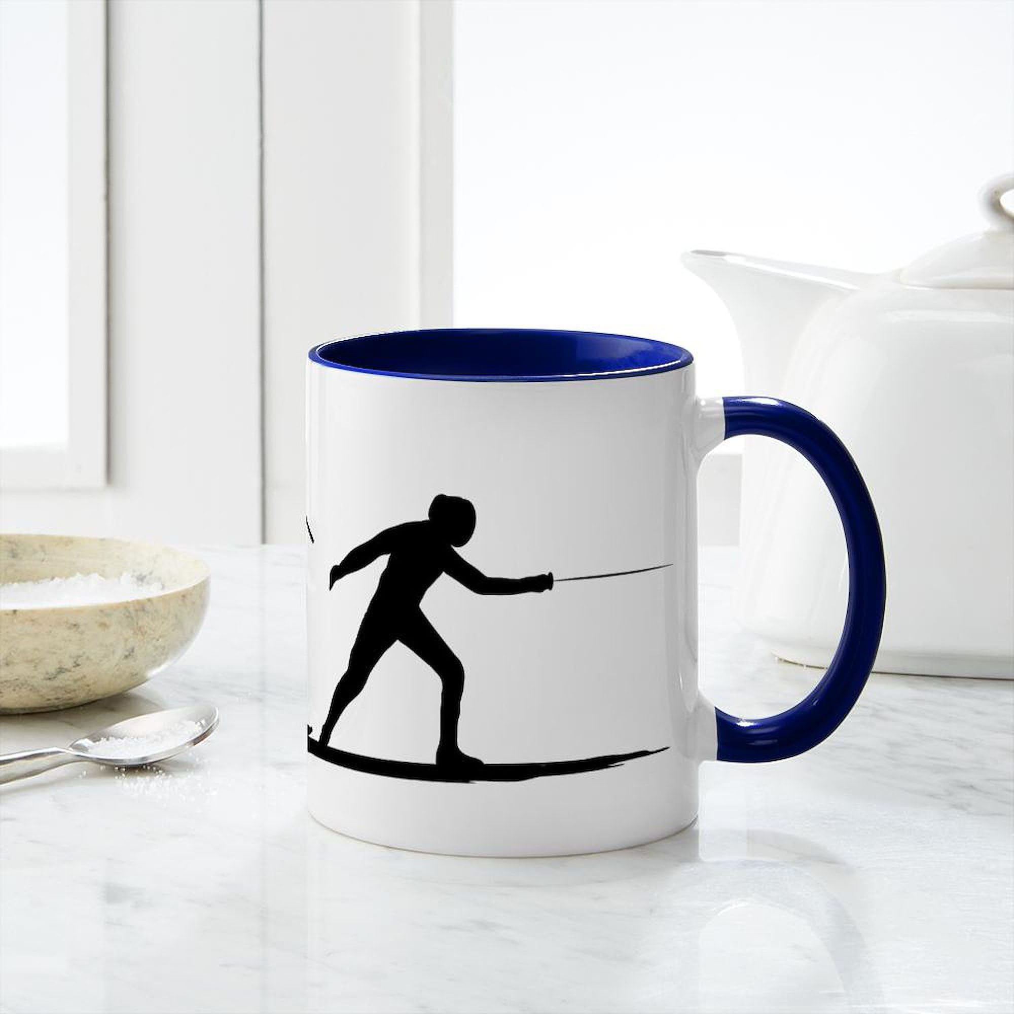 Fencing Mug 11 oz (325 ml) - Ceramic Coffee Cup with Handle - Perfect Gift for Fencers & Coffee Lovers - Ideal for Training Breaks, Tournaments & Home Use