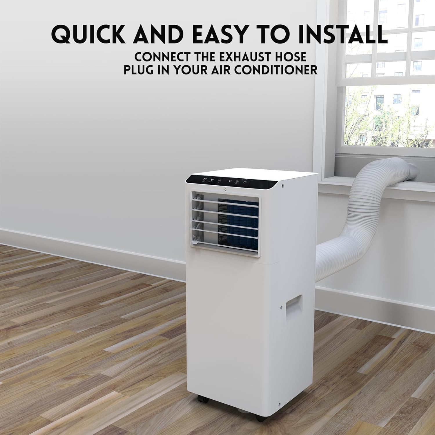 8000 BTU Portable Air Conditioner with 3-in-1 Cooling, Dehumidifier & Fan - 24 Hour Timer, 2 Speed Settings, Sleep Mode & Remote Control - Perfect for Bedrooms, Home Offices & Small Spaces (12x12 ft)