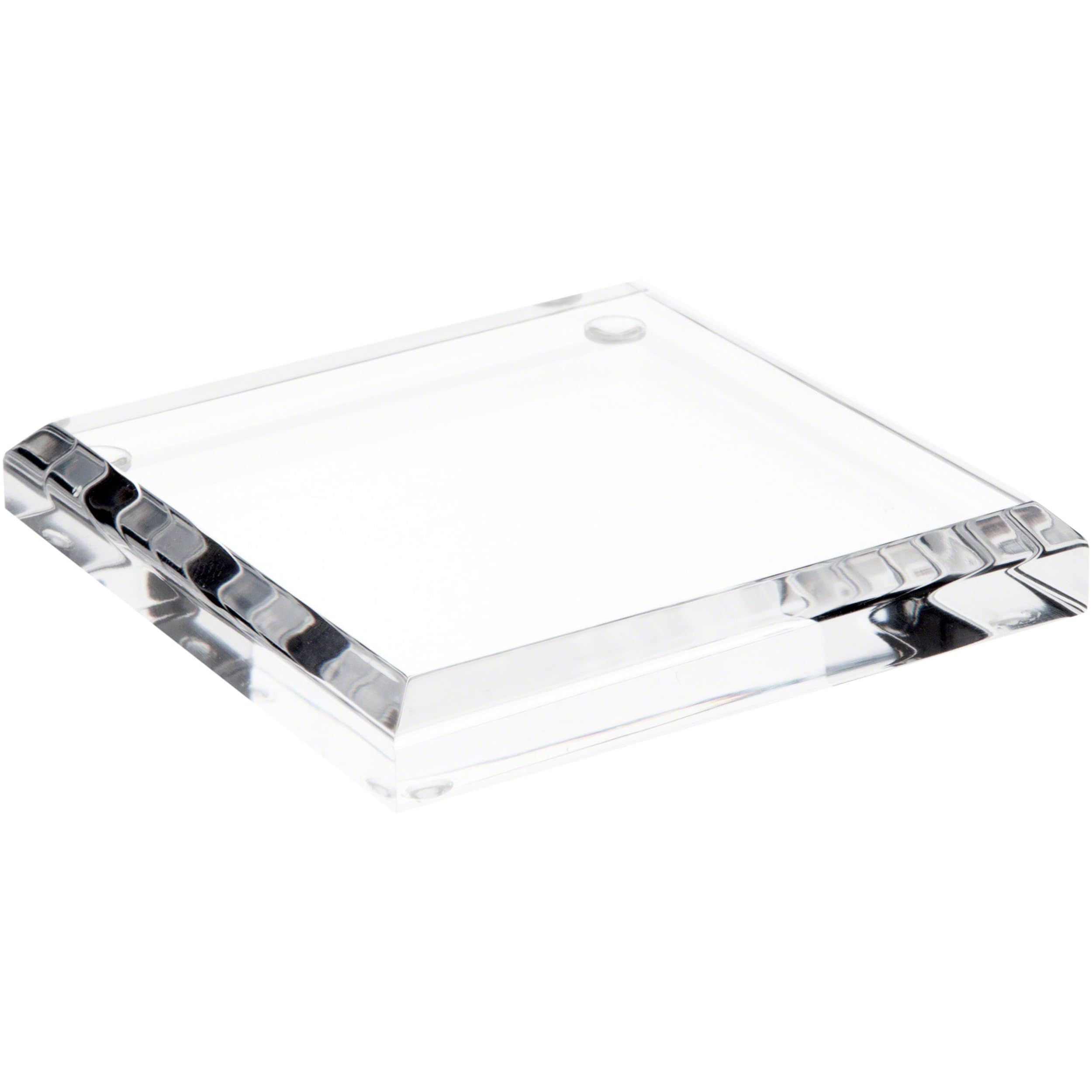 Plymor 3x3 Inch Clear Acrylic Square Beveled Display Stands - 12 Pack for Jewelry, Miniatures & Collectibles Display