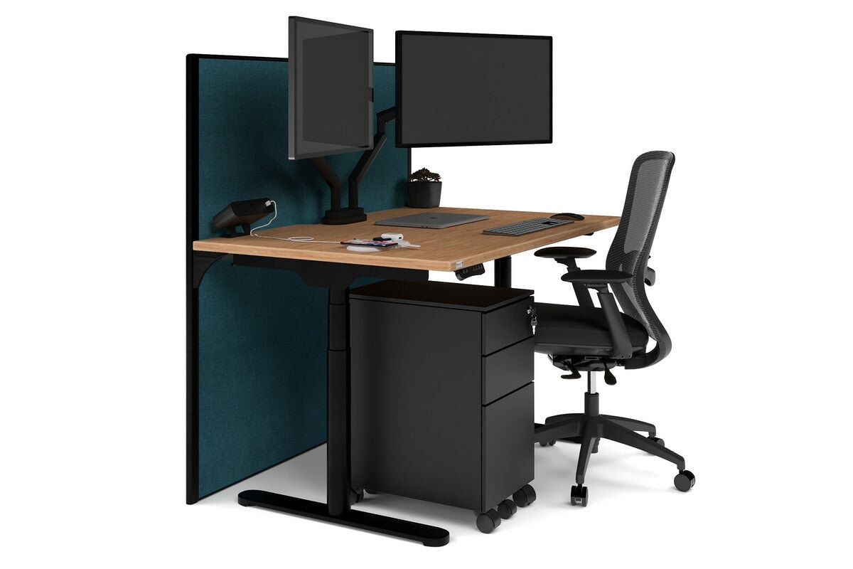 Flexi Premium Height Adjustable Single Workstation Desk - 1400L x 800W with Cable Management - Ergonomic Standing Desk for Home Office & Workspace
