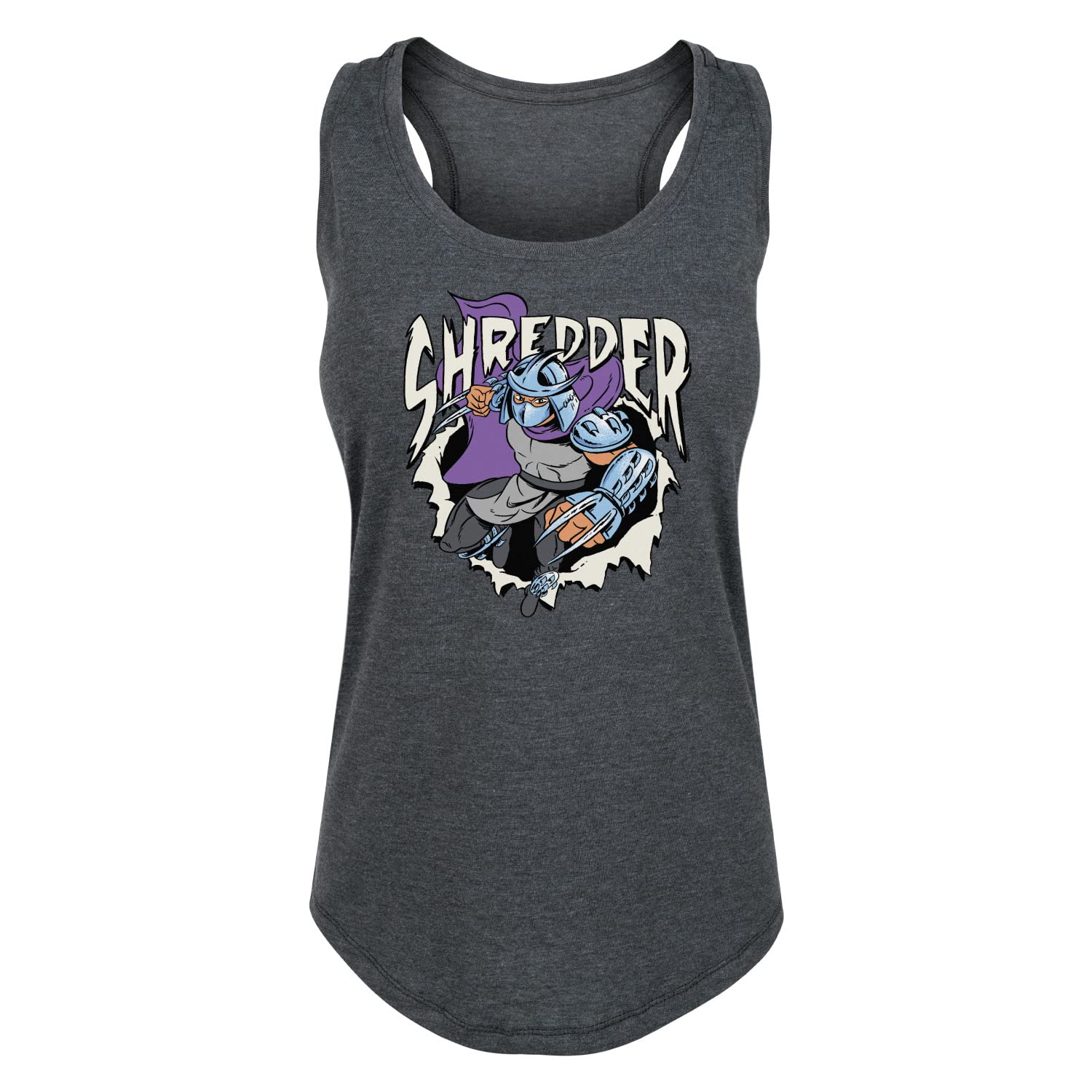 HYBRID APPAREL Women's Racerback Tank Top - Teenage Mutant Ninja Turtles Shredder Design - Breathable Workout Top for Gym, Yoga & Casual Wear