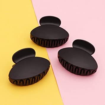 Delush Design Black Hair Claw Clips - No Slip Tight Grip Acrylic Hair Clips for Women & Girls (3 Pack, Multi Color) - Perfect for Ponytails, Buns & Everyday Hairstyles