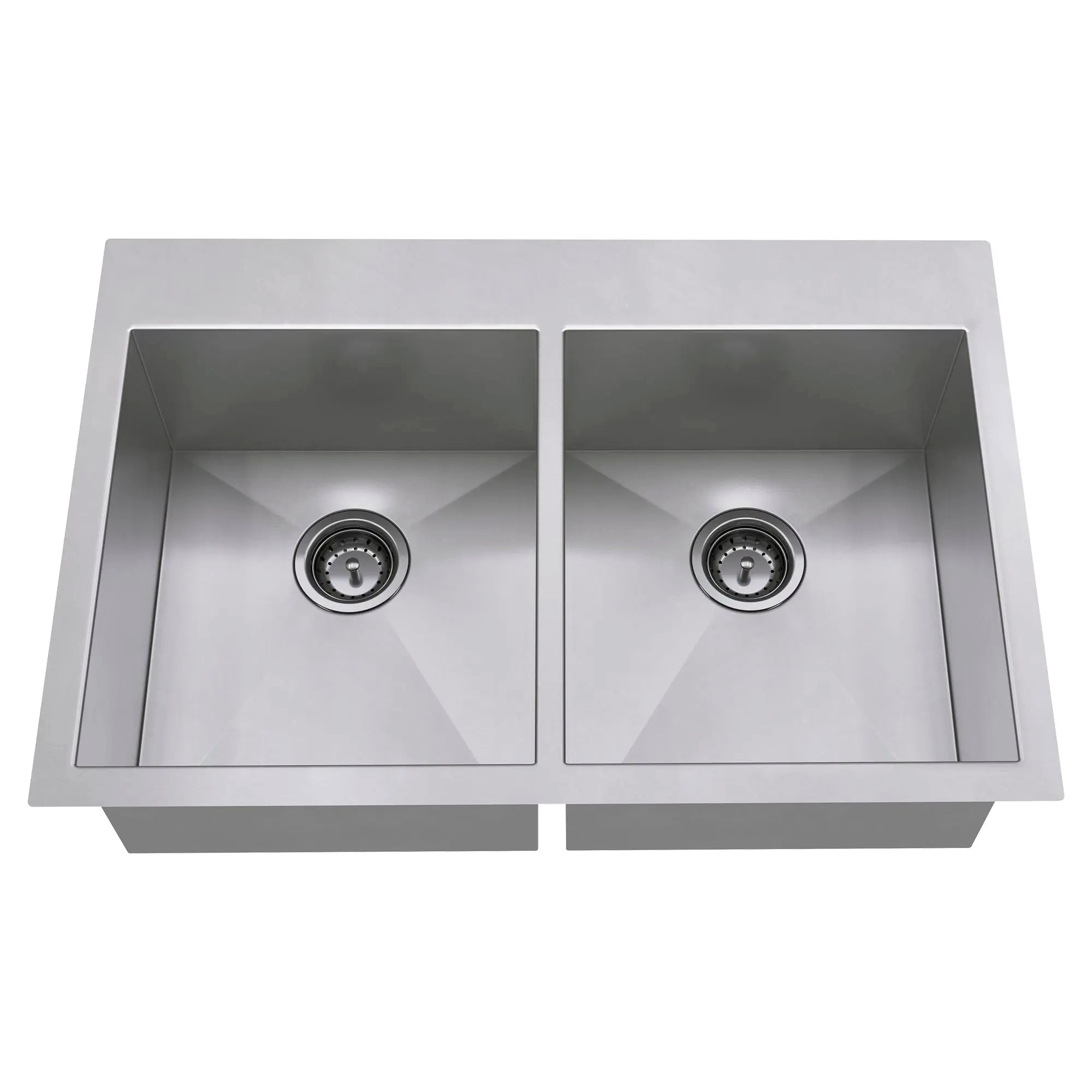 Edgewater® 33 x 22 Inch Stainless Steel 1 Hole Dual Mount Double Bowl Kitchen Sink - Durable & Stylish for Modern Kitchens, Perfect for Cooking, Washing Dishes & Food Prep
