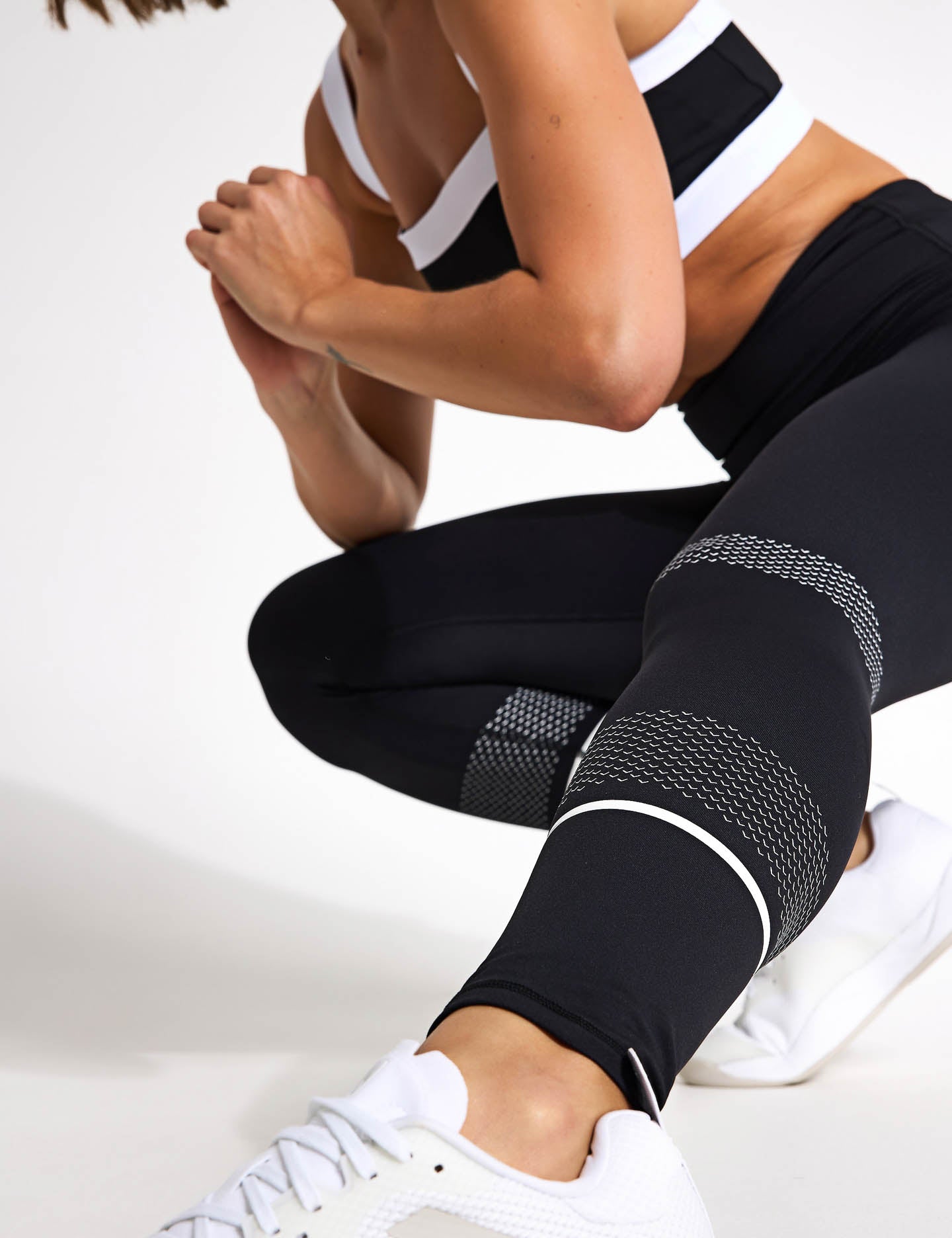 High Waist Full Length Leggings for Women - Black & White - Perfect for Yoga, Running, and Workout