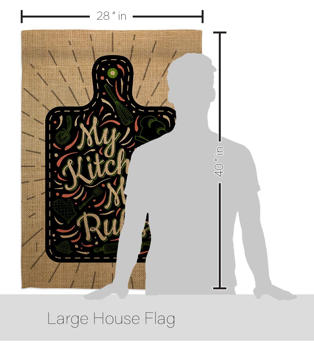 My Kitchen Rules Double-Sided House Flag Set - Sweet Life Expression with Hope, Love & Wisdom - USA Made Outdoor Garden Yard Banner for Positive Home Decor & Gift Giving