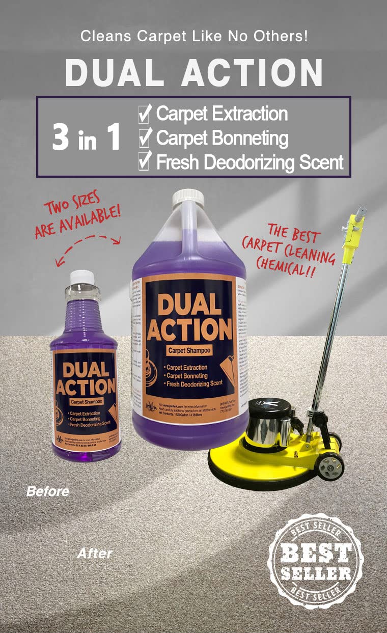 JL Dual Action Carpet & Upholstery Shampoo 1 Gallon (Pack of 2) - Deep Cleaning Solution for Carpets, Rugs & Furniture | Professional Grade for Home & Commercial Use