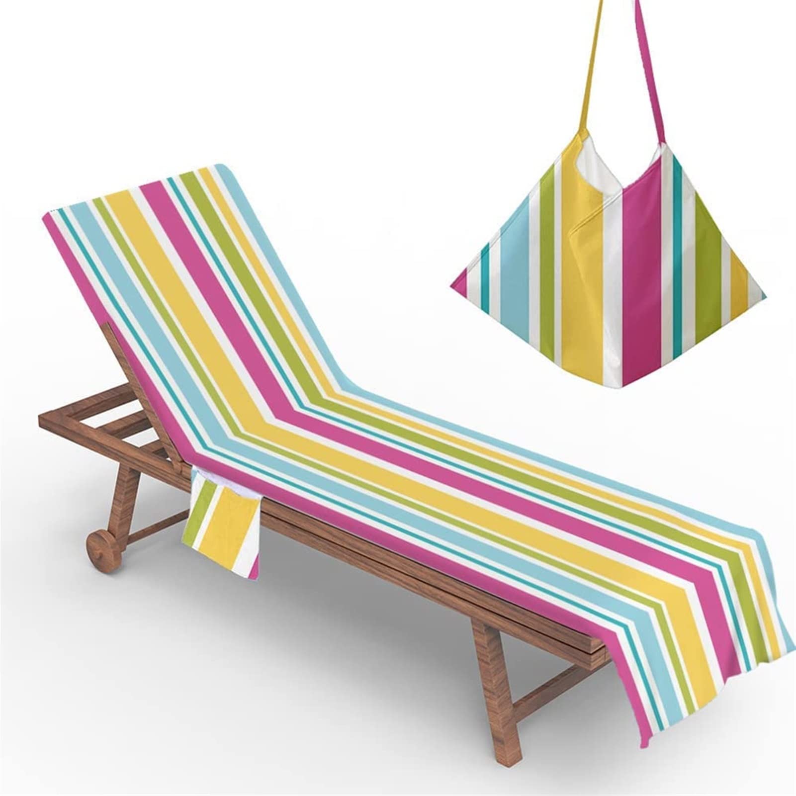 Premium Microfiber Beach Chair Cover with Side Storage Pockets - 79.7