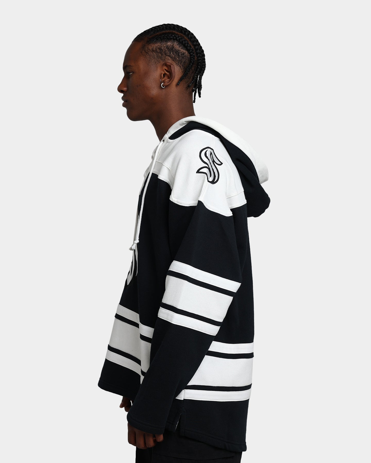 47 Brand Seattle Kraken Superior Lacer Hoodie - Men's NHL Hockey Pullover Sweatshirt (Jet Black) - Warm & Comfortable for Game Day & Casual Wear
