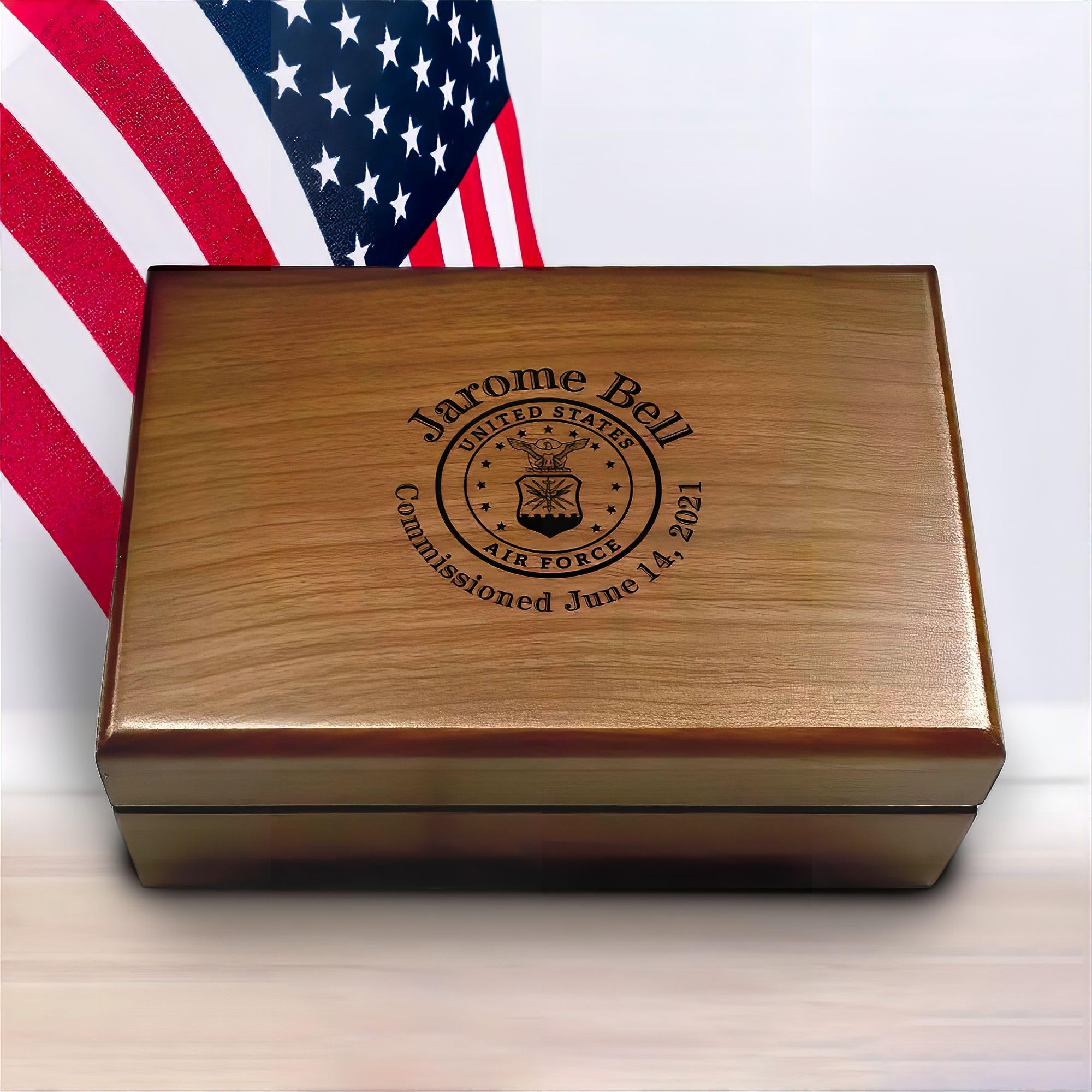 Personalized Military Keepsake Box - Custom Wooden US Army, Navy, Air Force & Marine Corps Gift Box for Retirement, Memorial & Display | Perfect for Veterans, Soldiers & Military Collectors