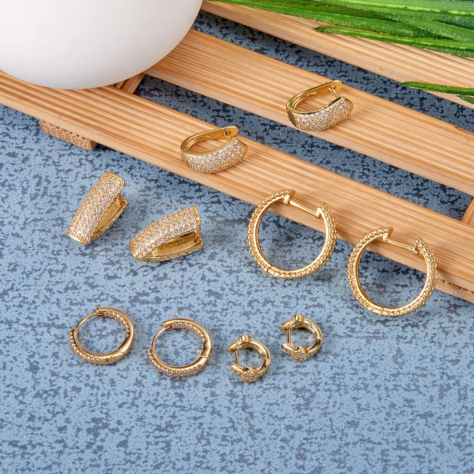 18K Gold Plated Hoop Earrings for Women - Brass Micro Pave Clear Cubic Zirconia Huggie Hoop Earrings | Elegant Jewelry Gift for Her | Perfect for Date Night, Wedding & Special Occasions