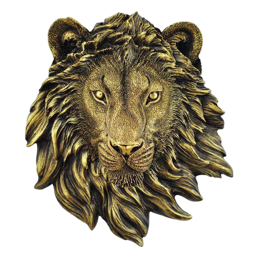 MagiDeal Large Faux Lion Head Wall Mount - Handmade Rustic Farmhouse Decor, Animal Taxidermy Wall Art for Living Room, Bedroom, or Office Decoration