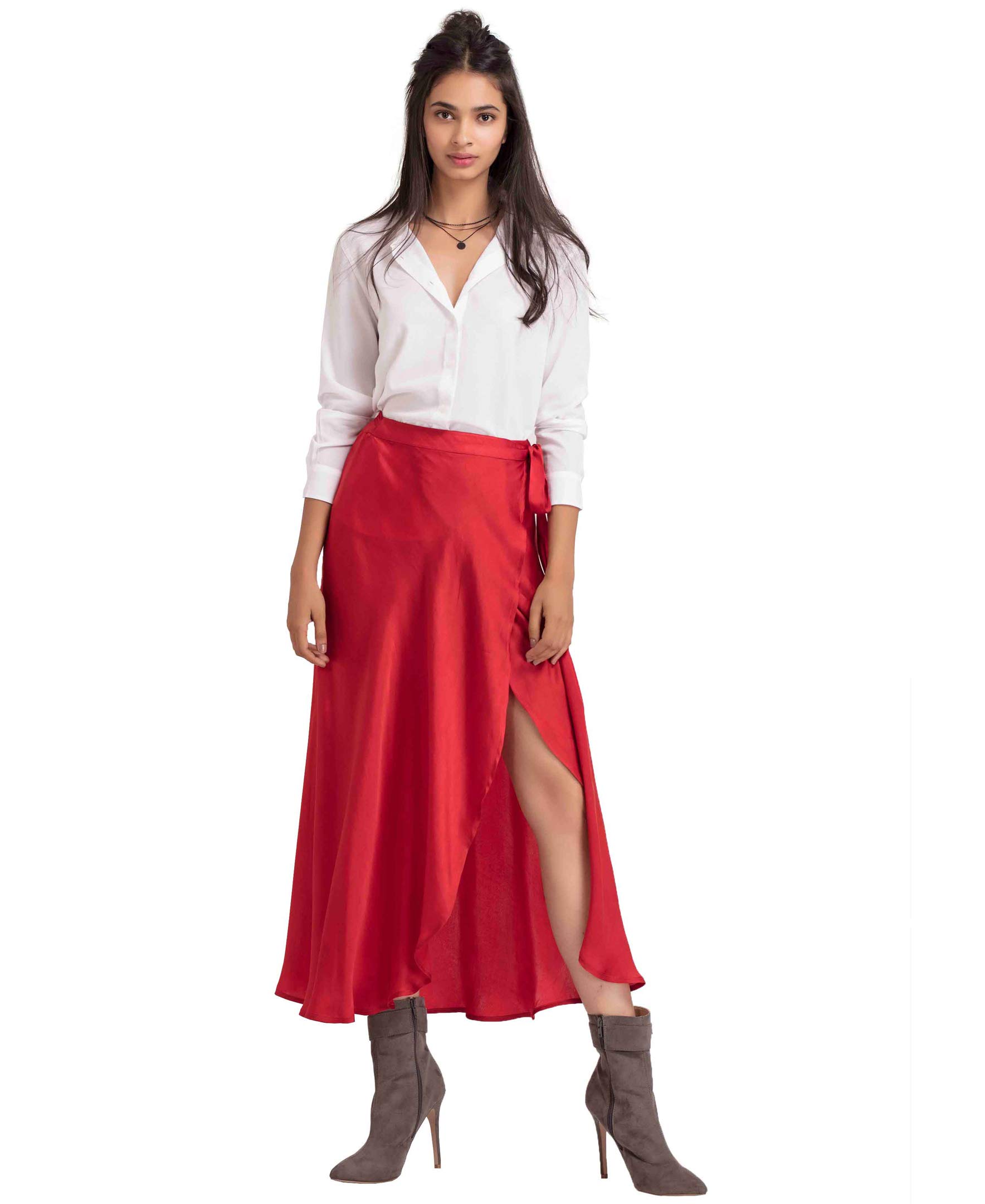 Stylish Red Wrap Skirt for Women - Size Small | Perfect for Summer Outfits, Beach Vacations & Casual Wear