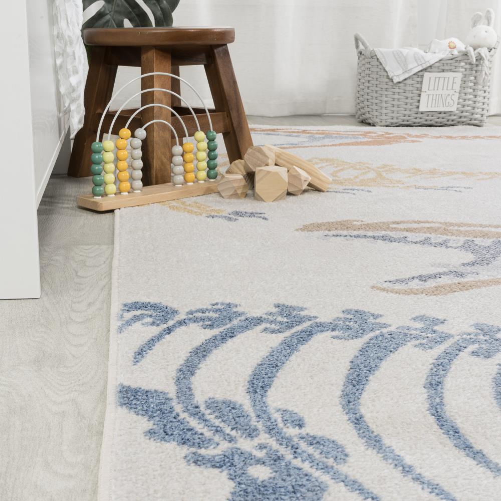 Kingdarr T-Rex Modern Kids Machine Washable Area Rug - Durable & Soft Playroom Rug for Boys & Girls, Perfect for Bedroom, Nursery, or Play Area