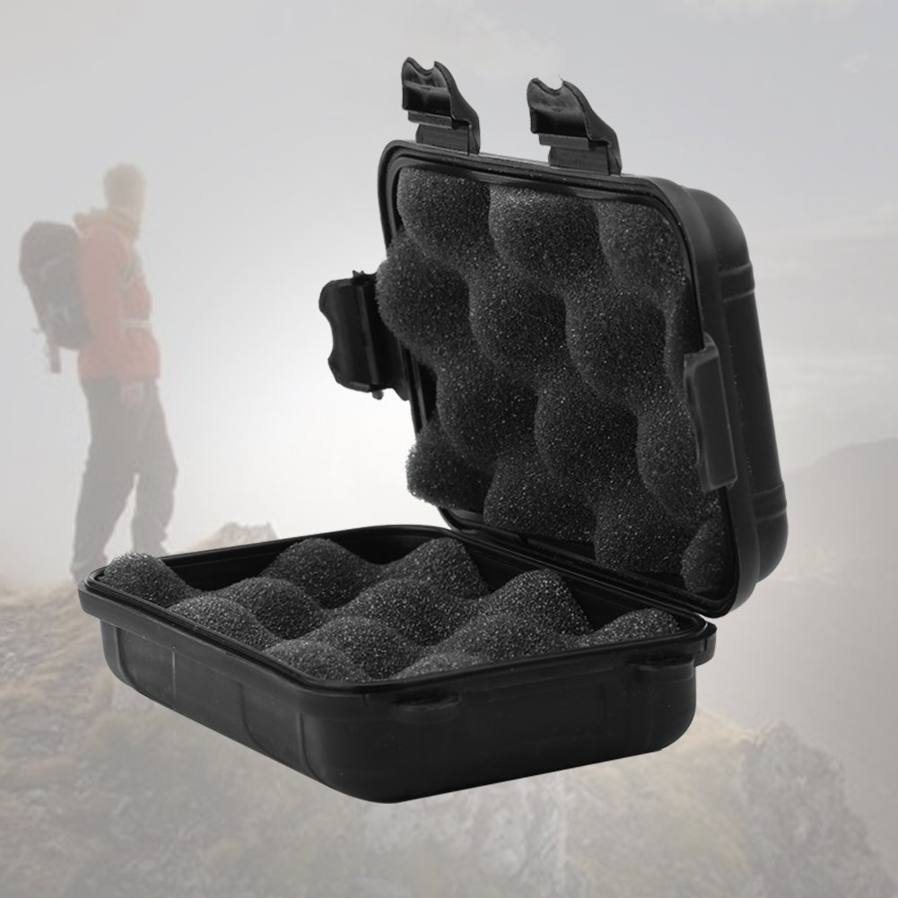 Alomejor Waterproof Airtight Survival Storage Box - Shockproof Plastic Container for Outdoor Camping, Hiking, Emergency Kits & Travel Gear (Black, Small Size)