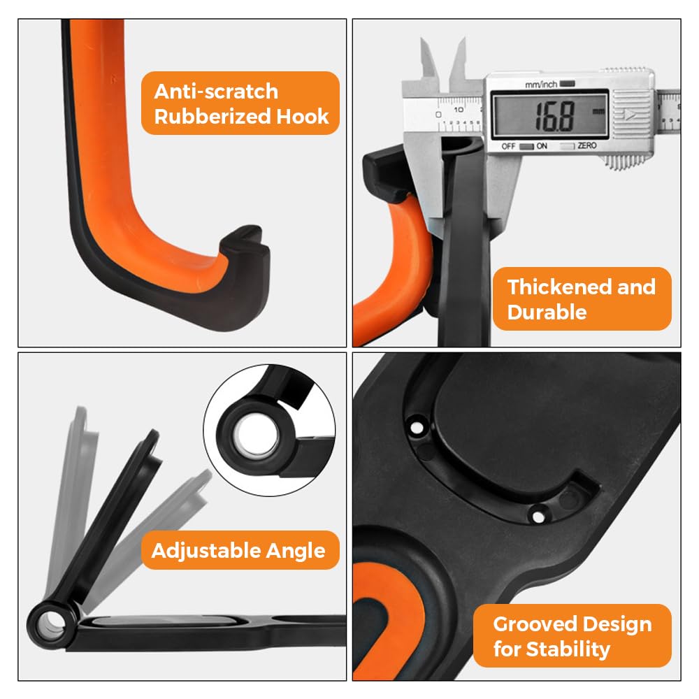 Adjustable Vertical Bike Wall Mount Rack - Space Saving Bike Storage Hanger Hook for Home, Garage & Shed | Perfect for Indoor Cycling Storage & Small Space Organization
