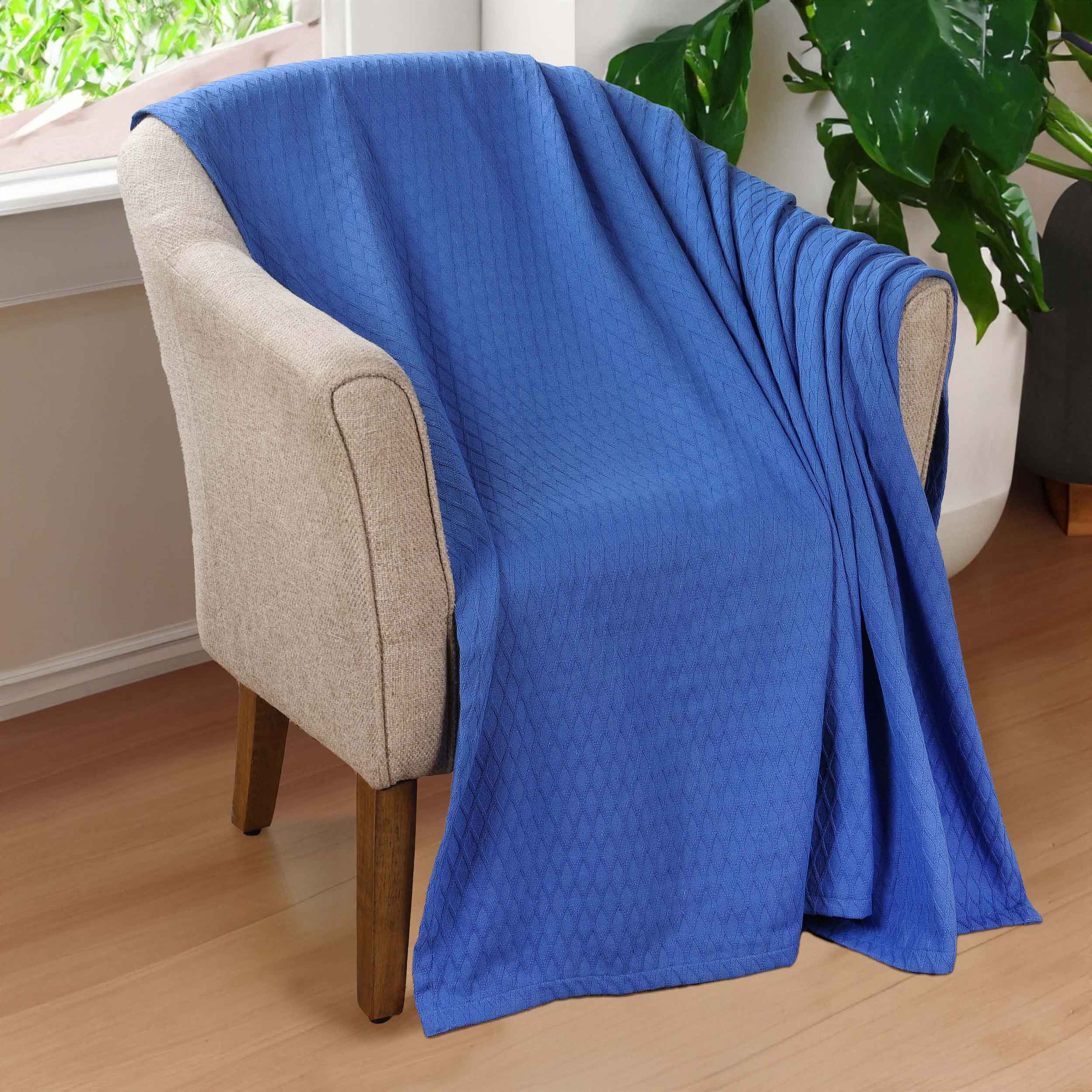 Premium Cotton All-Season Diamond Pattern Bed Blanket & Sofa Throw - Soft Cozy Blanket for Bedroom, Living Room, Travel and Gift Giving
