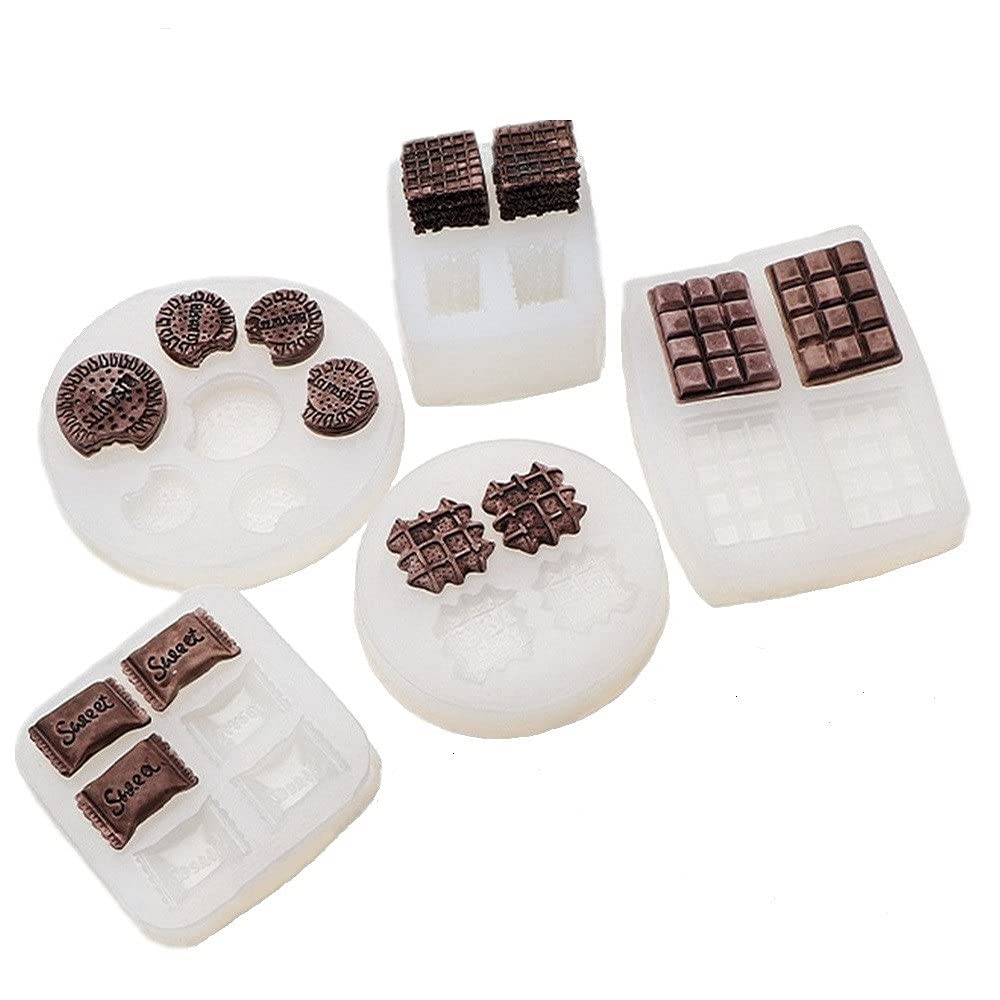 5-Piece Silicone Cookie Molds Set for Baking - Waffle Shapes for Chocolate, Cake, Dessert, Candy, Polymer Clay, Sugar Craft & Candle Making - Perfect for DIY Treats, Party Favors and Home Decor