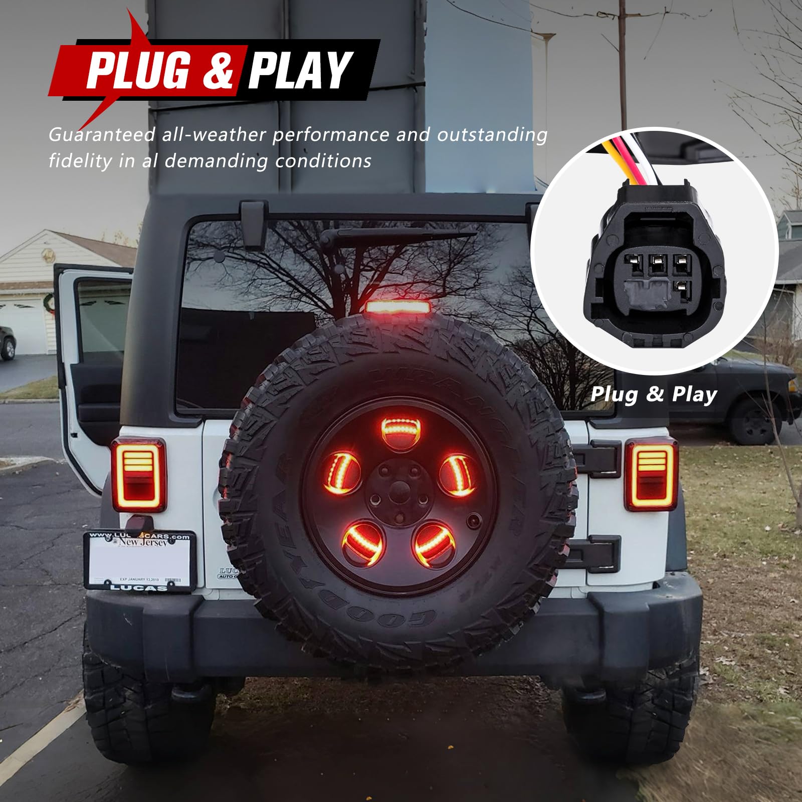 Upgraded LED JK Tail Lights for 2007-2018 Jeep Wrangler JK - Smoked Rear Tail Lights with Turn Signal, Running/Brake & Reverse Lights (2PCS) - Perfect for Off-Roading & Night Driving