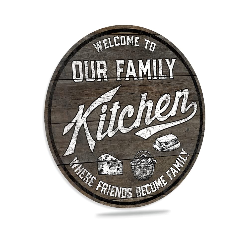 Welcome to Our Family Kitchen Sign - Rustic Farmhouse Decor, 12