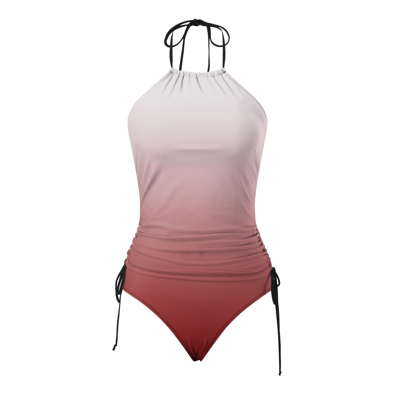 Women's Two Piece Tankini Swimsuit - High Neck Drawstring Top & Bottom Bathing Suit Set, Tie-Dye Print Sporty Swimwear for Beach, Pool & Vacation | Plus Size Available (Small-XL)