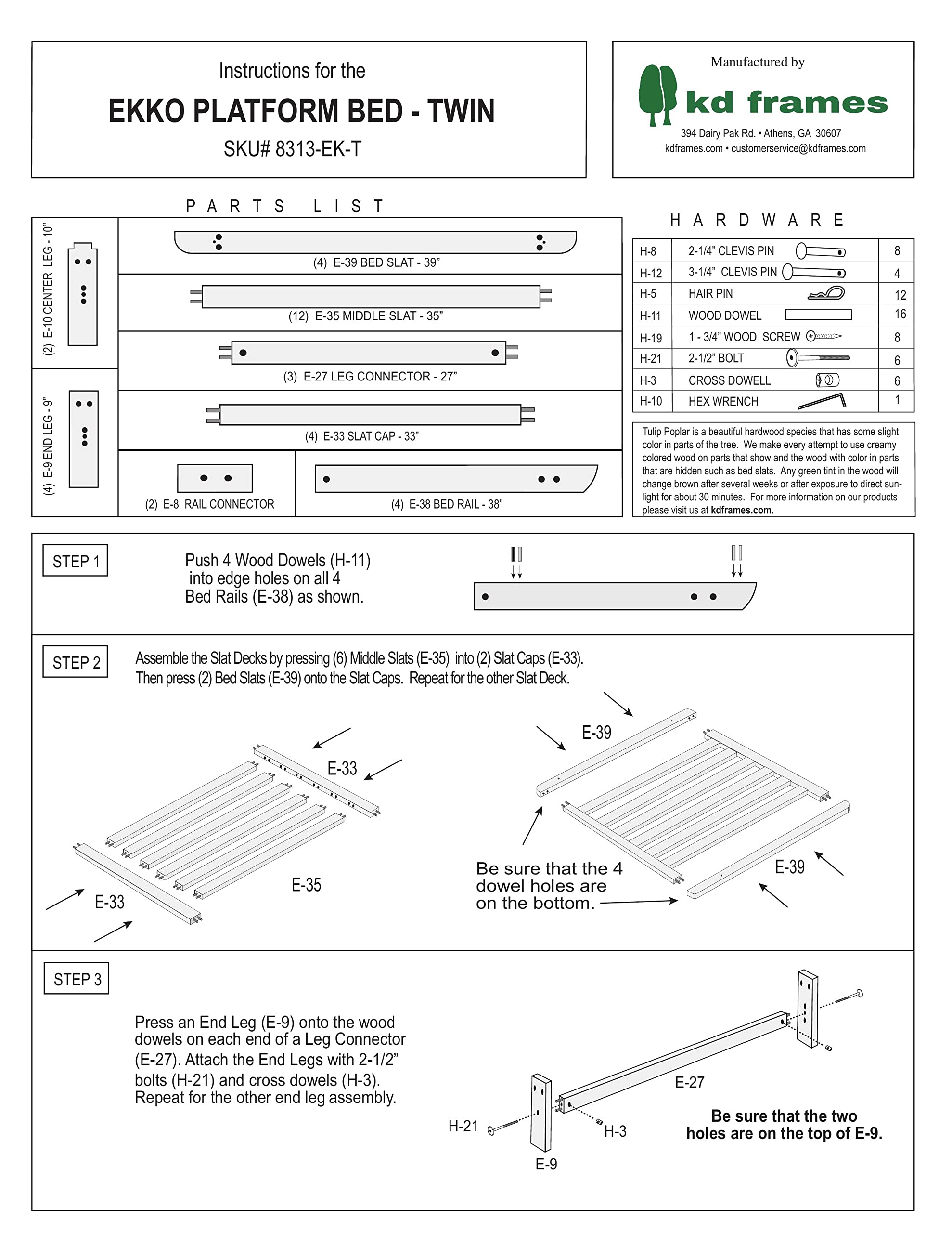 KD Frames Ekko Twin Platform Bed Frame - Solid Unfinished Wood, Minimalist Floating Design - No Box Spring Needed, Easy Assembly - Perfect for Modern Bedrooms, Guest Rooms & Small Spaces