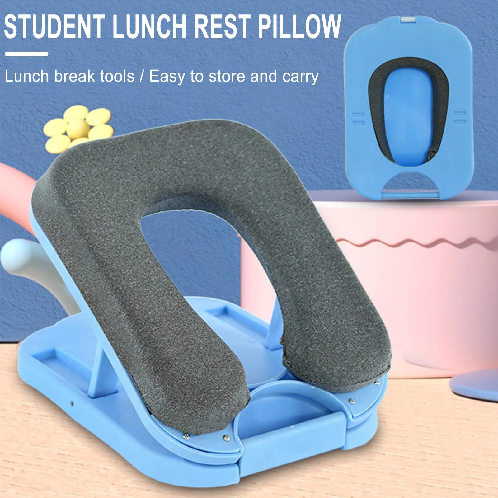 Foldable Memory Foam Travel Pillow for Airplane, Car & Train - Portable Nap Desk Sleeping Pillow for Adults & Kids - Comfortable & Breathable for Office, School & Travel Use