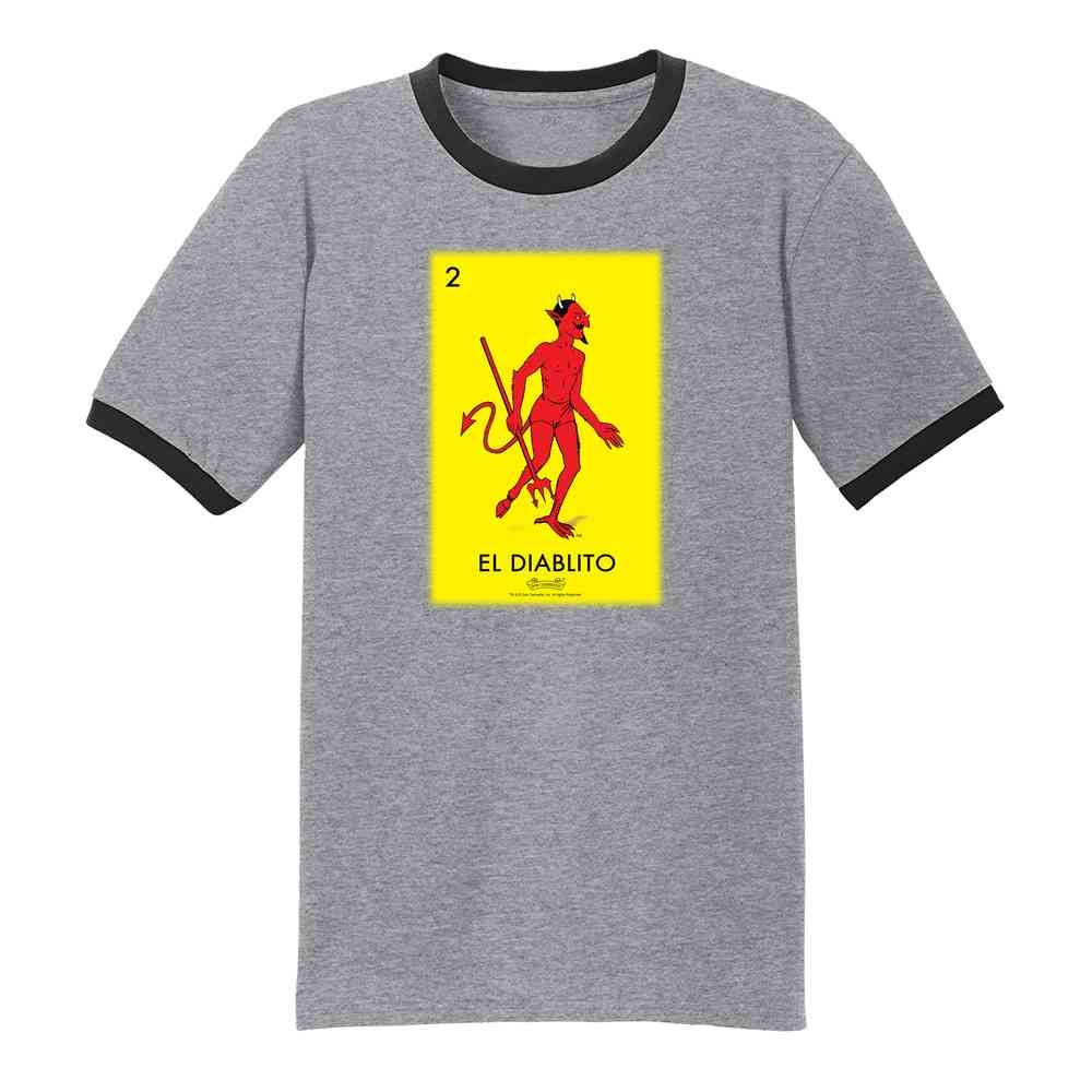 Pop Threads El Diablito Devil Loteria Card Mexican Graphic T-Shirt for Men - Latino Cultural Tee - Perfect for Cinco de Mayo, Hispanic Heritage Month & Day of the Dead Celebrations