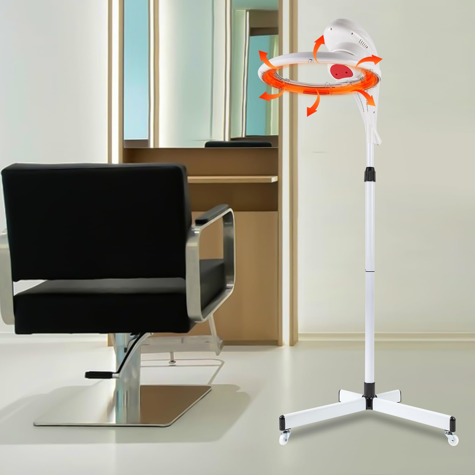 Professional 950W Hair Dryer with Adjustable Height Stand - 80℃/176℉ Temperature Control & 360° Rotation for Salon & Home Use - White | Perfect for Styling, Blowouts & Salon-Quality Results at Home