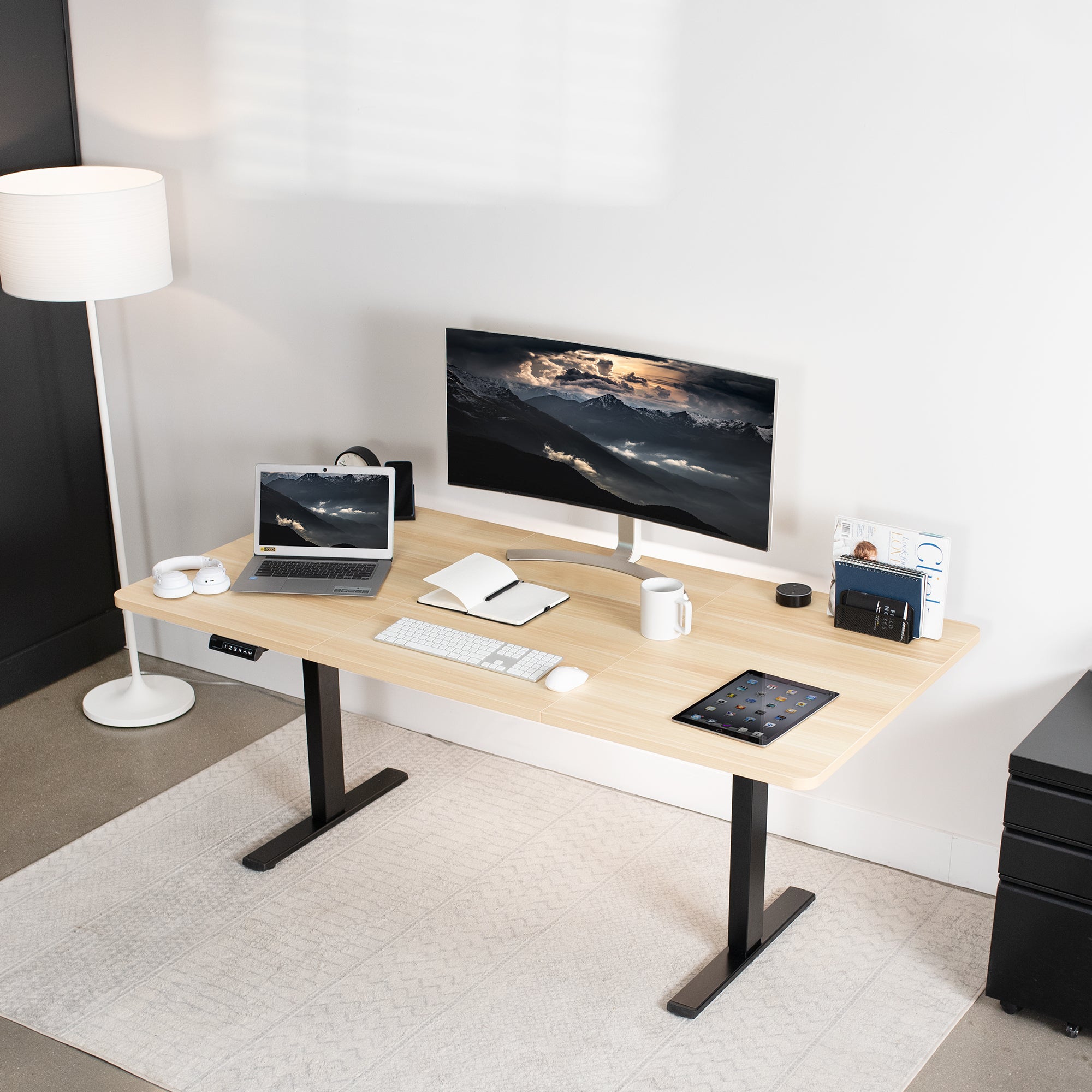 1B Split Top Series Single Motor Electric Standing Desk with Push Button Memory Controller - Perfect for Home Office, Gaming & Study Workspace