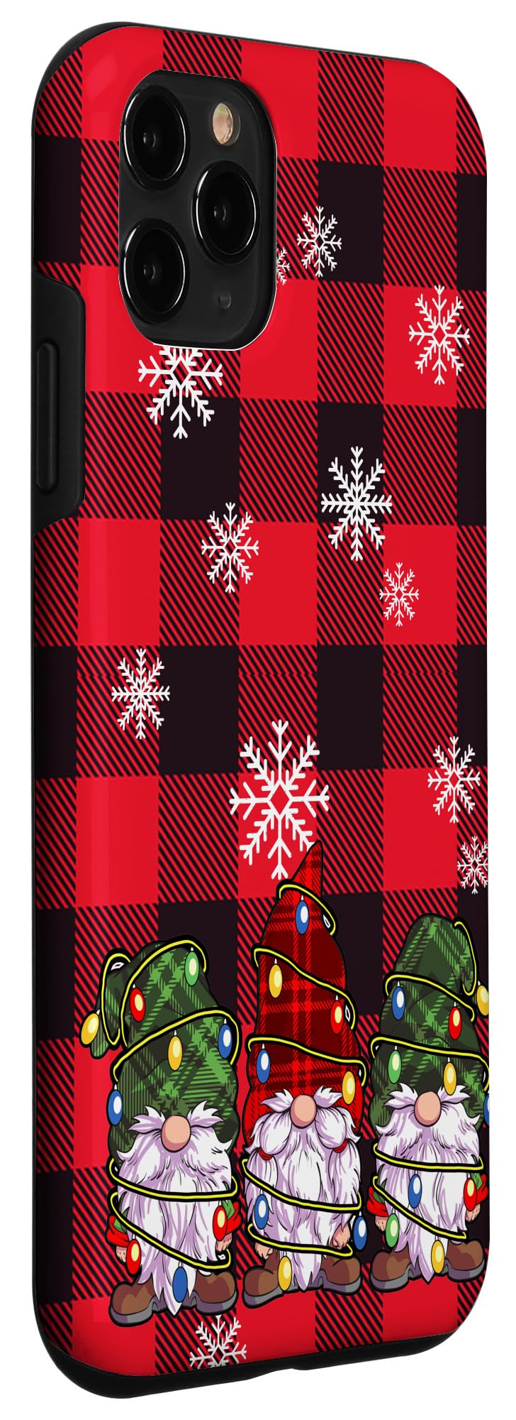 iPhone 11 Pro Case - Festive Christmas Design with Red Buffalo Plaid & Three Gnomes - Perfect for Holiday Parties & Winter Celebrations