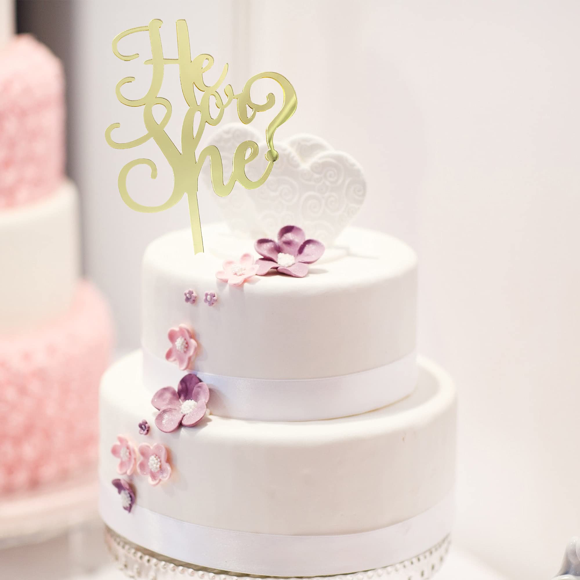 Gender Reveal Cake Topper - Gold Acrylic Baby Shower Decoration for Gender Announcement Parties, Baby Showers & Celebrations - Perfect for Cake Decorating and Gender Reveal Events