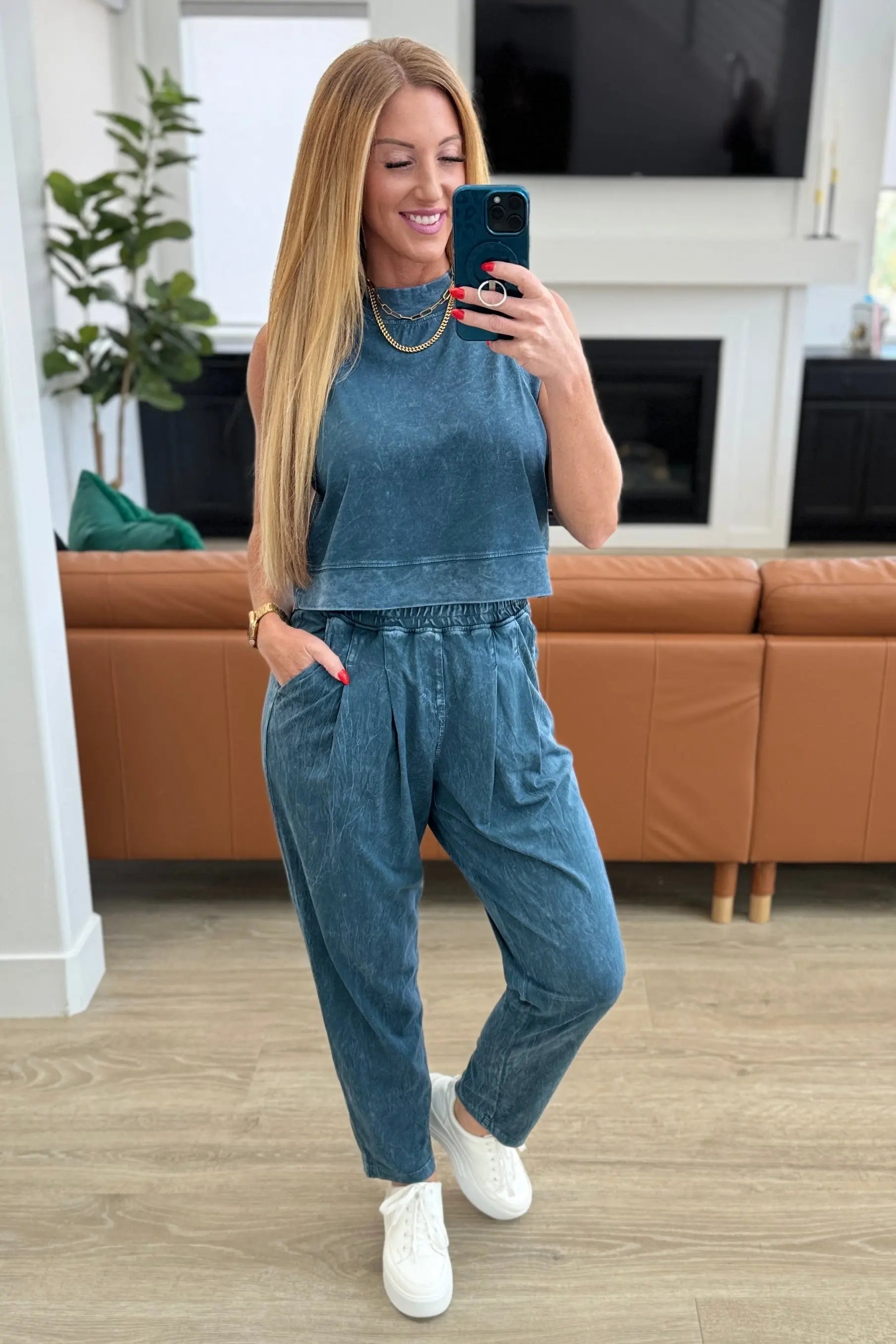 Limber Up Tapered Leg Joggers for Women - Slate Blue Stretchy Comfortable Lounge Pants - Perfect for Yoga, Running & Casual Wear