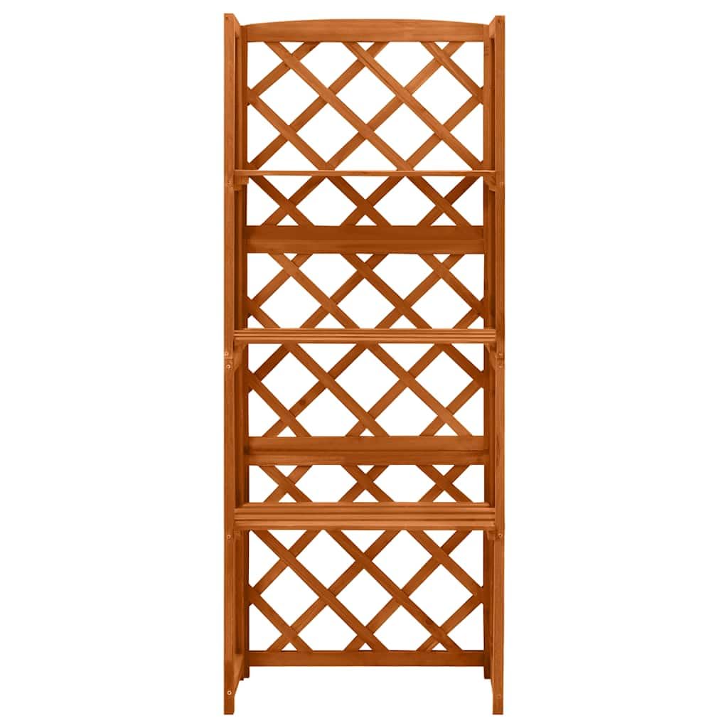 vidaXL 3-Tier Solid Fir Wood Trellis with Shelves, Outdoor Garden Plant Stand for Climbing Plants, 21.6