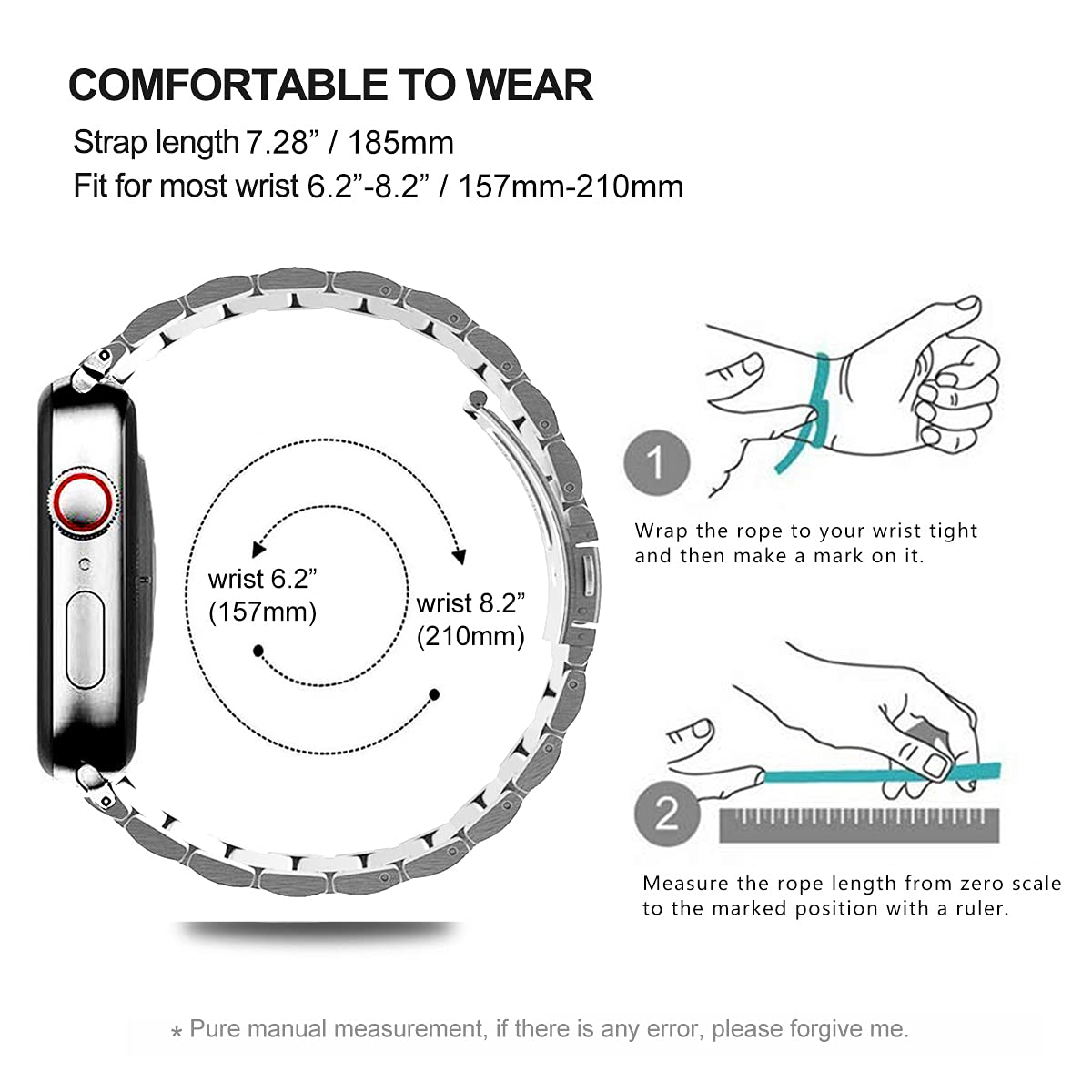 Premium Stainless Steel Bands Compatible with Apple Watch Series 10/9/8/7/6/5/4/3/SE/Ultra (38mm-49mm) - Durable Metal Replacement Strap for Men & Women - Perfect for Workouts, Office & Everyday Wear