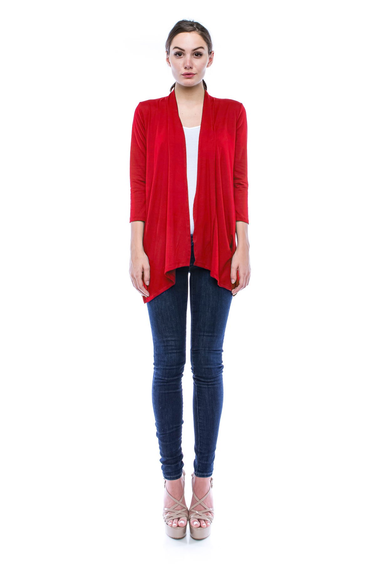 Lightweight 3/4 Sleeve Open Front Drape Cardigan for Women - Soft Knit Cover Up for Spring & Fall - Perfect for Office, Date Night and Casual Outings