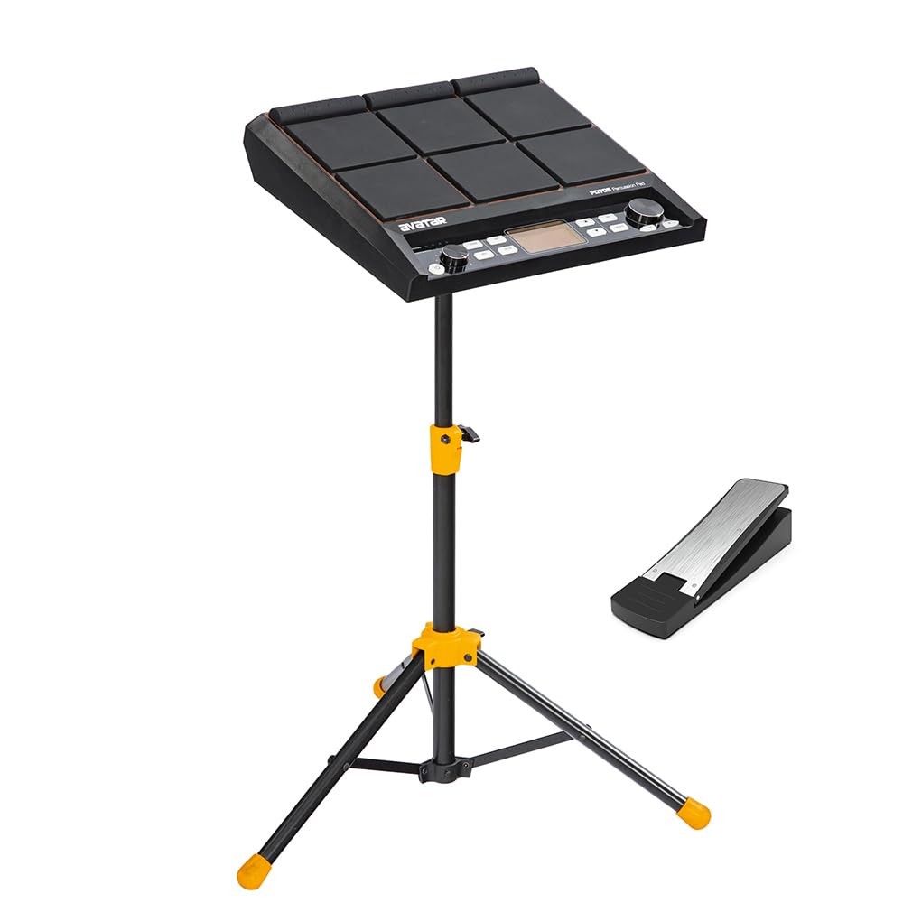 PD705 Electronic Drum Pad with Mounting Stand & Hi-Hat/Kick Pedal Bundle - Perfect for Home Practice, Studio Recording & Live Performances