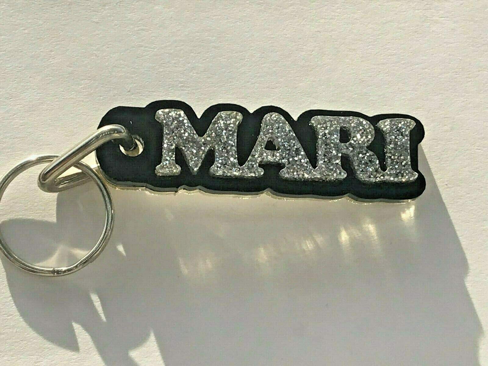 Custom Laser Cut Keychain with Personalized Name - Diamond Look Name Plate Keychain, Luggage Bag Tag Key Ring - Unique Gift for Travel, Office & Everyday Use