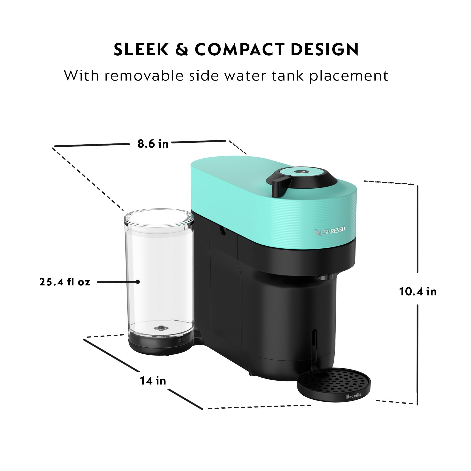 **Nespresso Vertuo Pop+ Coffee and Espresso Maker by Breville, Aqua Mint – Compact Single-Serve Machine for Home & Office – Perfect for Espresso, Coffee, and Latte Lovers**
