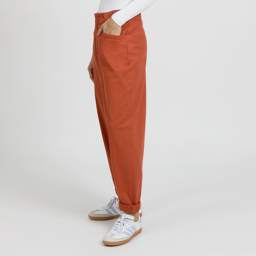 Reiko Brady Dark Cheddar Trousers - Women's High Waist Casual Pants for Work & Everyday Wear